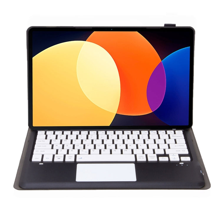 For Xiaomi Pad 6S Pro 12.4 Lambskin Texture Detachable Bluetooth Keyboard Leather Case with Touchpad(Black White) by buy2fix