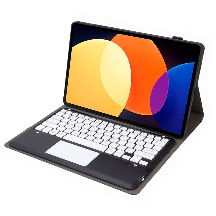 For Xiaomi Pad 6S Pro 12.4 Lambskin Texture Detachable Bluetooth Keyboard Leather Case with Touchpad(Black White) by buy2fix