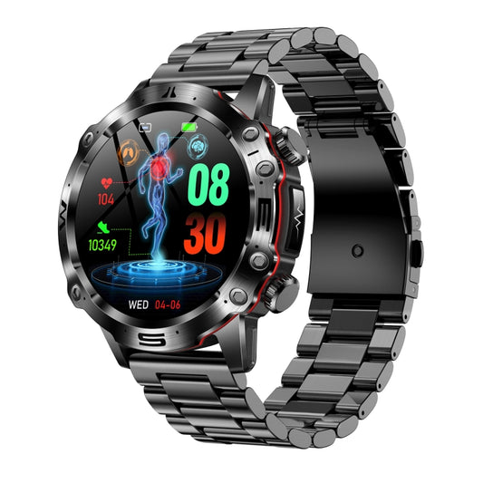 ET482 1.43 inch AMOLED Screen Sports Smart Watch Support Bluetooth Call / ECG Function(Black Steel Band) by buy2fix