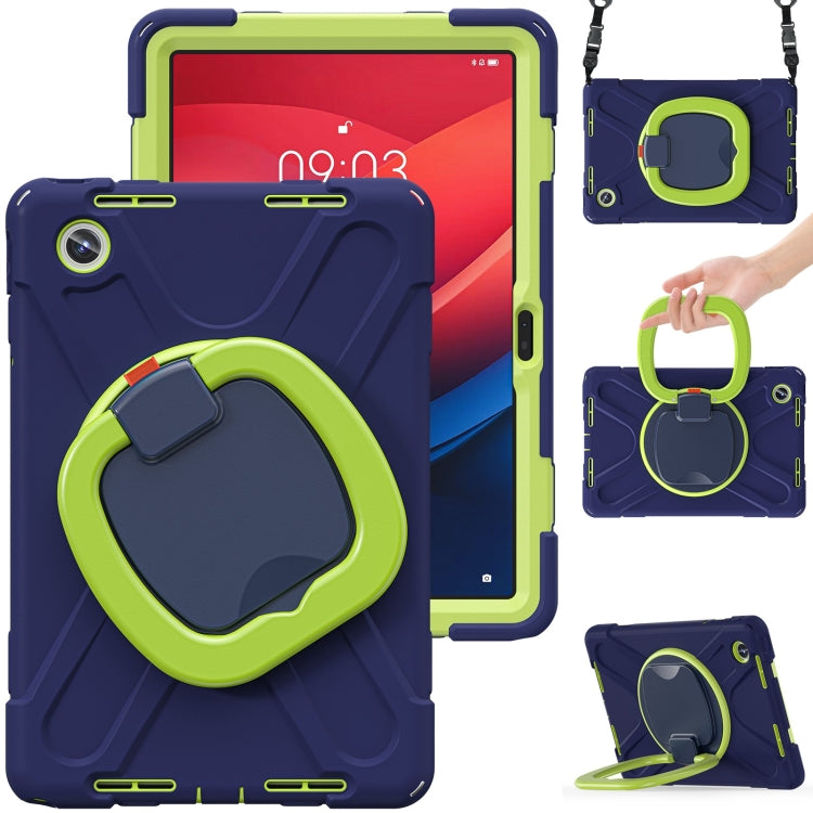 For Lenovo Tab M11 /Xiaomi Pad 11 2024 Silicone Hybrid PC Tablet Case with Holder & Shoulder Strap(Navy Blue Olivine) by buy2fix