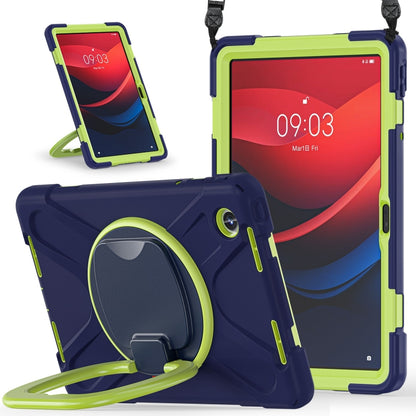 For Lenovo Tab M11 /Xiaomi Pad 11 2024 Silicone Hybrid PC Tablet Case with Holder & Shoulder Strap(Navy Blue Olivine) by buy2fix