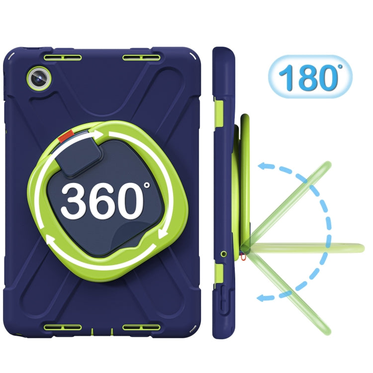 For Lenovo Tab M11 /Xiaomi Pad 11 2024 Silicone Hybrid PC Tablet Case with Holder & Shoulder Strap(Navy Blue Olivine) by buy2fix