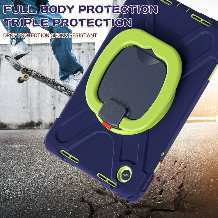 For Lenovo Tab M11 /Xiaomi Pad 11 2024 Silicone Hybrid PC Tablet Case with Holder & Shoulder Strap(Navy Blue Olivine) by buy2fix