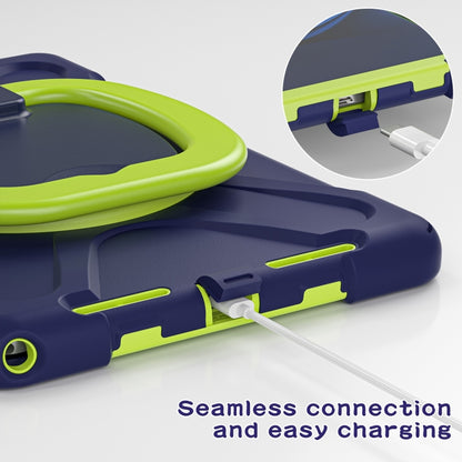 For Lenovo Tab M11 /Xiaomi Pad 11 2024 Silicone Hybrid PC Tablet Case with Holder & Shoulder Strap(Navy Blue Olivine) by buy2fix