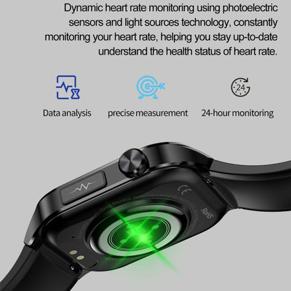 ET580 2.04 inch AMOLED Screen Sports Smart Watch Support Bluetooth Call / ECG Function(Black Silicone Band) by buy2fix