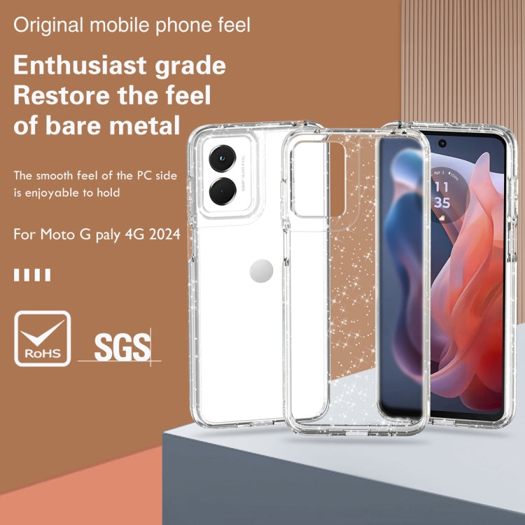 For Motorola Moto G Play 4G 2024 Terminator Style Shockproof Phone Case(Glitter White) by buy2fix