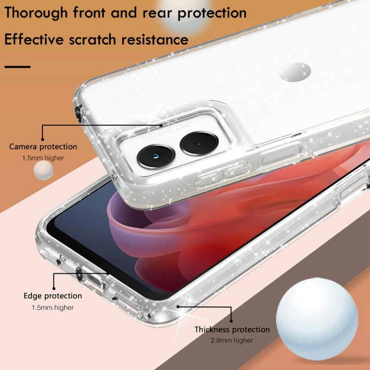 For Motorola Moto G Play 4G 2024 Terminator Style Shockproof Phone Case(Glitter White) by buy2fix