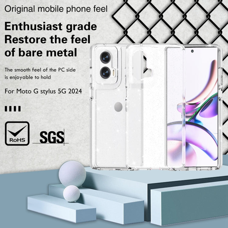 For Motorola Moto G Stylus 5G 2024 Terminator Style Shockproof Phone Case(Glitter White) by buy2fix