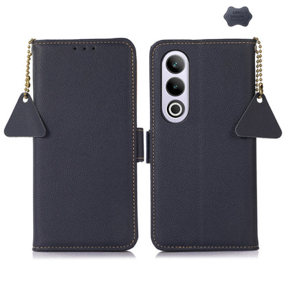 For OnePlus Ace 3V Side-Magnetic TJ Genuine Leather RFID Phone Case(Blue) - OnePlus Cases by buy2fix | Online Shopping UK | buy2fix