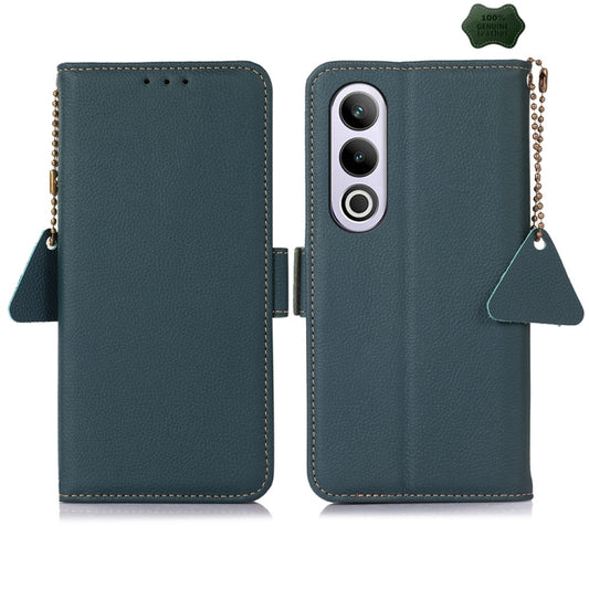 For OnePlus Ace 3V Side-Magnetic TJ Genuine Leather RFID Phone Case(Green) - OnePlus Cases by buy2fix | Online Shopping UK | buy2fix