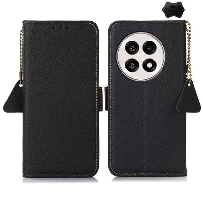 For OnePlus Ace 5 Pro / Ace 5 / 13R Side-Magnetic TJ Genuine Leather RFID Phone Case(Black) - Ace 5 Cases by buy2fix | Online Shopping UK | buy2fix