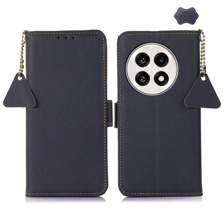 For OnePlus Ace 5 Pro / Ace 5 / 13R Side-Magnetic TJ Genuine Leather RFID Phone Case(Blue) - Ace 5 Cases by buy2fix | Online Shopping UK | buy2fix