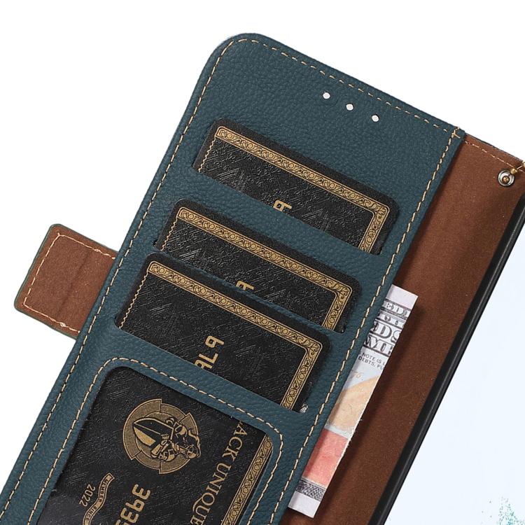 For OnePlus Ace 5 Pro / Ace 5 / 13R Side-Magnetic TJ Genuine Leather RFID Phone Case(Green) - Ace 5 Cases by buy2fix | Online Shopping UK | buy2fix