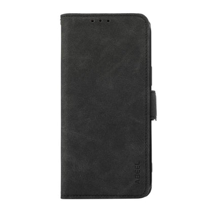 For iPhone 16e ABEEL Frosted Magnetic RFID Leather Phone Case(Black) - iPhone 16e Cases by buy2fix | Online Shopping UK | buy2fix