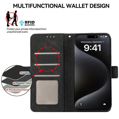 For iPhone 16e ABEEL Frosted Magnetic RFID Leather Phone Case(Black) - iPhone 16e Cases by buy2fix | Online Shopping UK | buy2fix