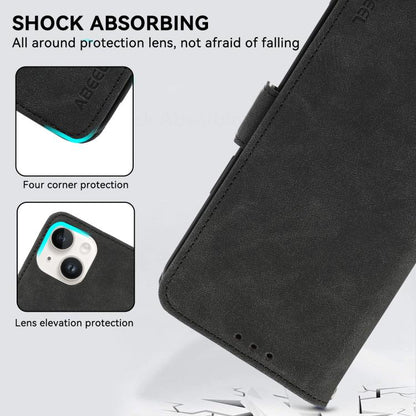 For iPhone 16e ABEEL Frosted Magnetic RFID Leather Phone Case(Black) - iPhone 16e Cases by buy2fix | Online Shopping UK | buy2fix