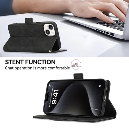 For iPhone 16e ABEEL Frosted Magnetic RFID Leather Phone Case(Black) - iPhone 16e Cases by buy2fix | Online Shopping UK | buy2fix
