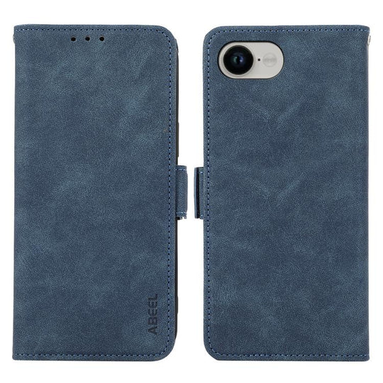 For iPhone 16e / 17e ABEEL Frosted Magnetic RFID Leather Phone Case(Blue)