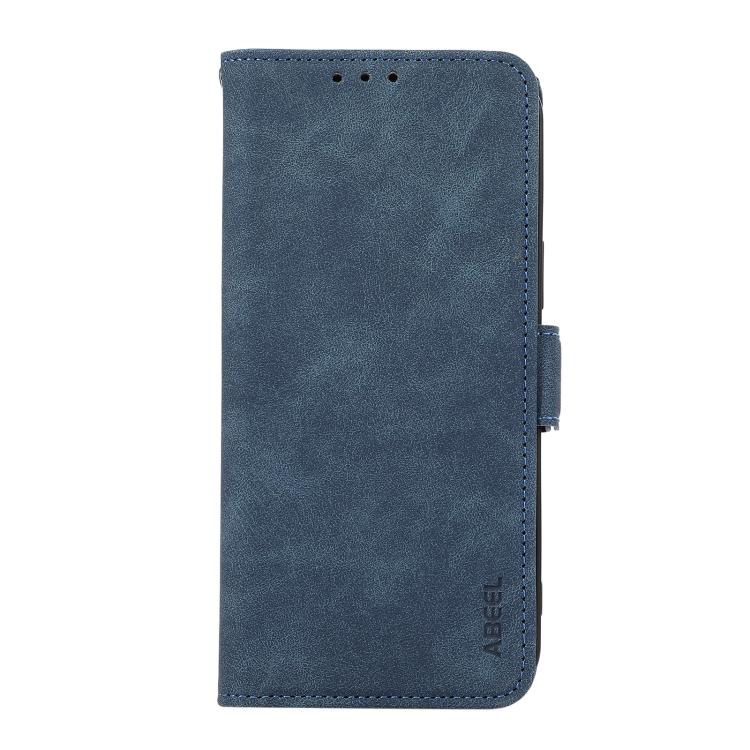 For iPhone 16e ABEEL Frosted Magnetic RFID Leather Phone Case(Blue) - iPhone 16e Cases by buy2fix | Online Shopping UK | buy2fix
