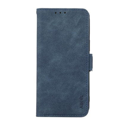 For iPhone 16e ABEEL Frosted Magnetic RFID Leather Phone Case(Blue) - iPhone 16e Cases by buy2fix | Online Shopping UK | buy2fix