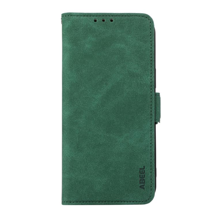 For iPhone 16e ABEEL Frosted Magnetic RFID Leather Phone Case(Green) - iPhone 16e Cases by buy2fix | Online Shopping UK | buy2fix