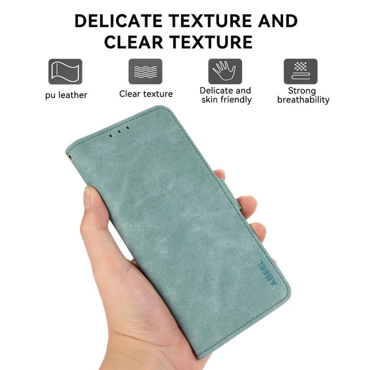 For iPhone 16e ABEEL Frosted Magnetic RFID Leather Phone Case(Cyan) - iPhone 16e Cases by buy2fix | Online Shopping UK | buy2fix
