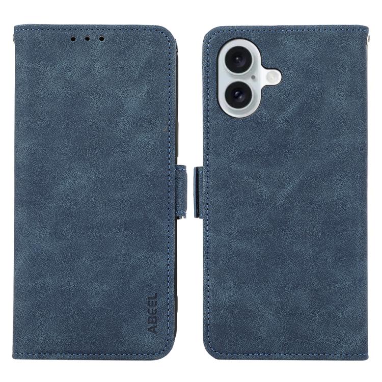 For iPhone 17 ABEEL Frosted Magnetic RFID Leather Phone Case(Blue) - iPhone 17 Cases by buy2fix | Online Shopping UK | buy2fix