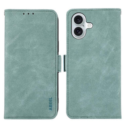 For iPhone 17 ABEEL Frosted Magnetic RFID Leather Phone Case(Cyan) - iPhone 17 Cases by buy2fix | Online Shopping UK | buy2fix