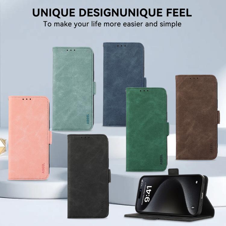 For iPhone 17 Air ABEEL Frosted Magnetic RFID Leather Phone Case(Black) - iPhone 17 Air Cases by buy2fix | Online Shopping UK | buy2fix