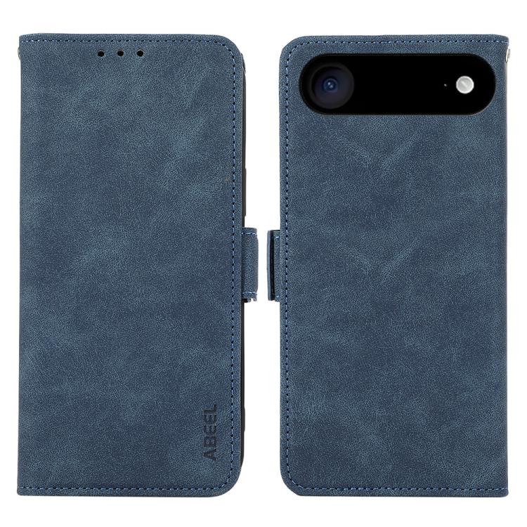 For iPhone 17 Air ABEEL Frosted Magnetic RFID Leather Phone Case(Blue) - iPhone 17 Air Cases by buy2fix | Online Shopping UK | buy2fix