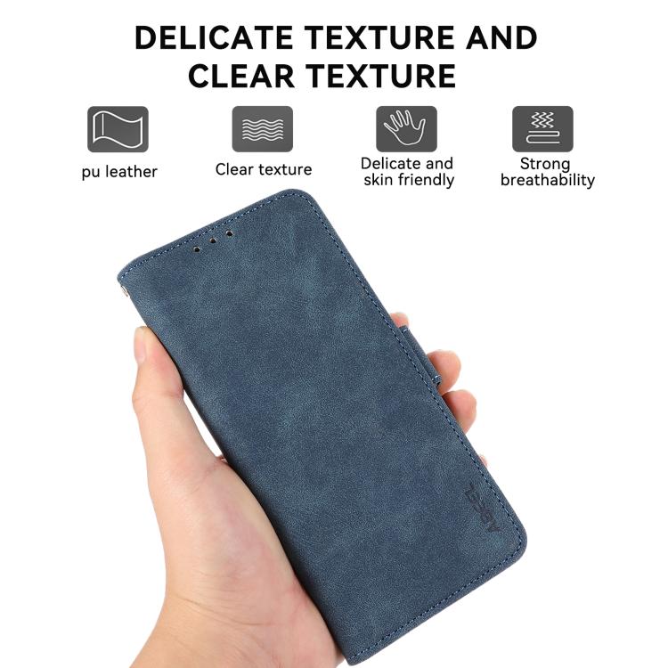 For iPhone 17 Air ABEEL Frosted Magnetic RFID Leather Phone Case(Blue) - iPhone 17 Air Cases by buy2fix | Online Shopping UK | buy2fix