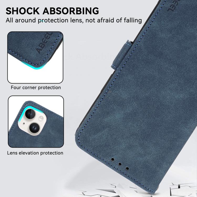 For iPhone 17 Air ABEEL Frosted Magnetic RFID Leather Phone Case(Blue) - iPhone 17 Air Cases by buy2fix | Online Shopping UK | buy2fix