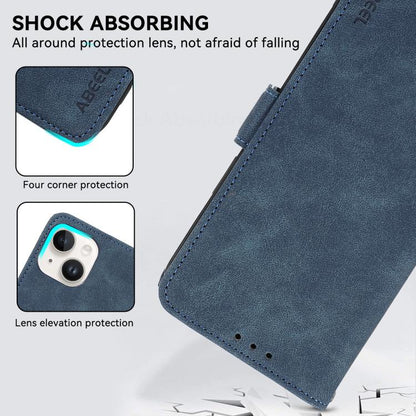 For iPhone 17 Air ABEEL Frosted Magnetic RFID Leather Phone Case(Blue) - iPhone 17 Air Cases by buy2fix | Online Shopping UK | buy2fix