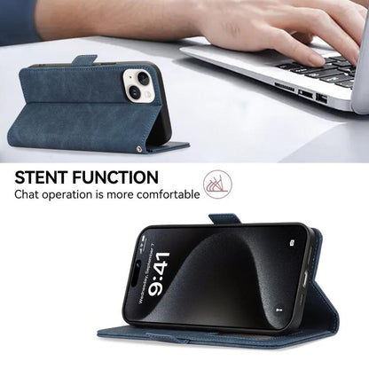 For iPhone 17 Air ABEEL Frosted Magnetic RFID Leather Phone Case(Blue) - iPhone 17 Air Cases by buy2fix | Online Shopping UK | buy2fix