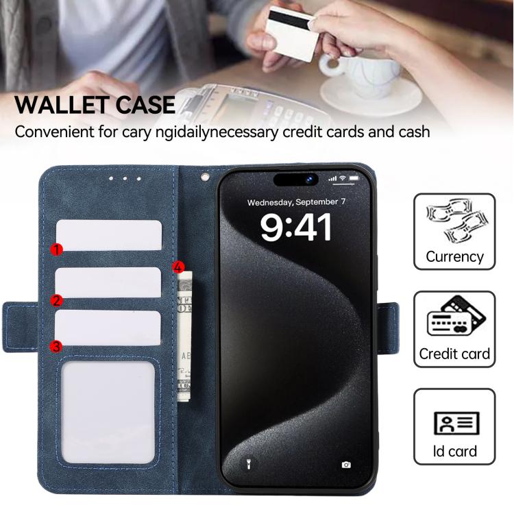 For iPhone 17 Air ABEEL Frosted Magnetic RFID Leather Phone Case(Blue) - iPhone 17 Air Cases by buy2fix | Online Shopping UK | buy2fix
