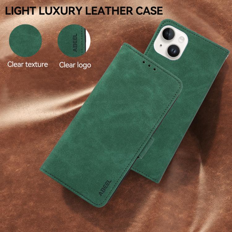 For iPhone 17 Air ABEEL Frosted Magnetic RFID Leather Phone Case(Green) - iPhone 17 Air Cases by buy2fix | Online Shopping UK | buy2fix