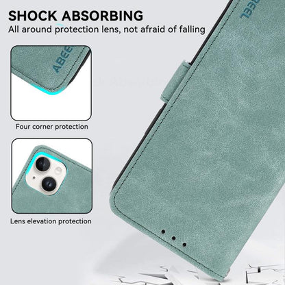 For iPhone 17 Air ABEEL Frosted Magnetic RFID Leather Phone Case(Cyan) - iPhone 17 Air Cases by buy2fix | Online Shopping UK | buy2fix