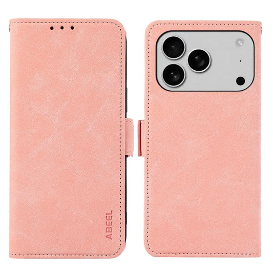 For iPhone 17 Pro ABEEL Frosted Magnetic RFID Leather Phone Case(Pink) - iPhone 17 Pro Cases by buy2fix | Online Shopping UK | buy2fix