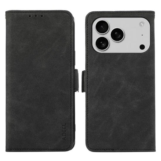 For iPhone 18 Pro / 17 Pro ABEEL Frosted Magnetic RFID Leather Phone Case(Black)