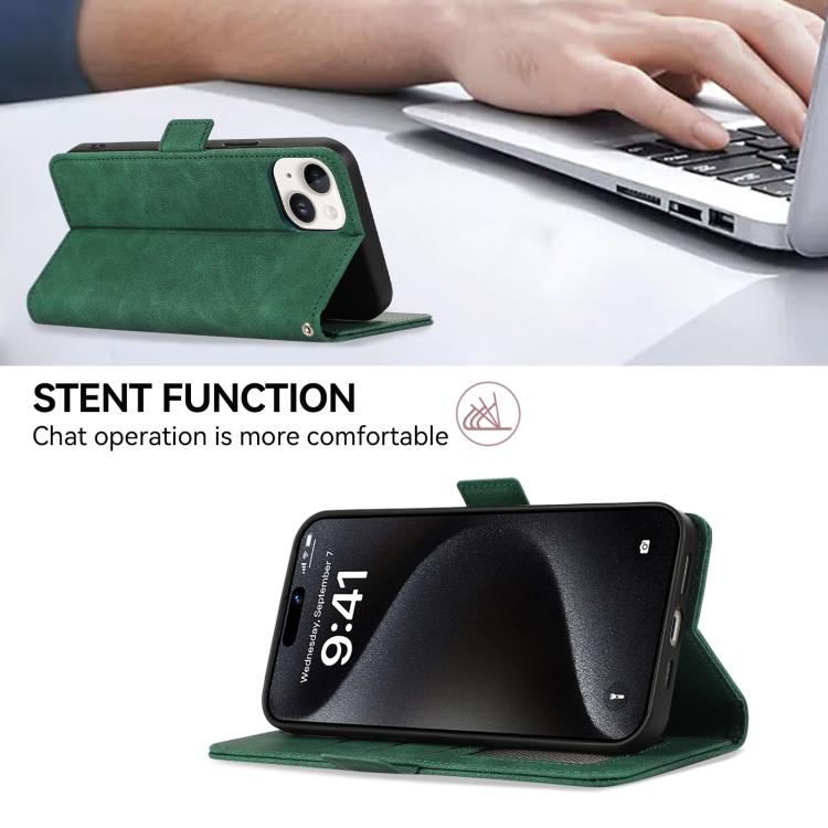 For iPhone 17 Pro ABEEL Frosted Magnetic RFID Leather Phone Case(Green) - iPhone 17 Pro Cases by buy2fix | Online Shopping UK | buy2fix