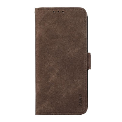 For iPhone 17 Pro ABEEL Frosted Magnetic RFID Leather Phone Case(Brown) - iPhone 17 Pro Cases by buy2fix | Online Shopping UK | buy2fix