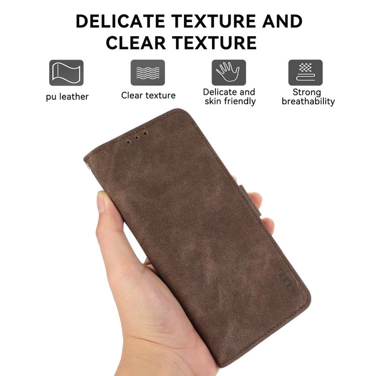 For iPhone 17 Pro ABEEL Frosted Magnetic RFID Leather Phone Case(Brown) - iPhone 17 Pro Cases by buy2fix | Online Shopping UK | buy2fix