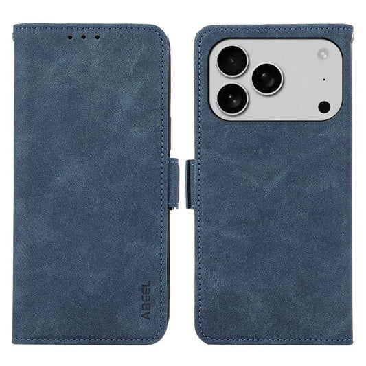 For iPhone 17 Pro Max ABEEL Frosted Magnetic RFID Leather Phone Case(Blue) - iPhone 17 Pro Max Cases by buy2fix | Online Shopping UK | buy2fix