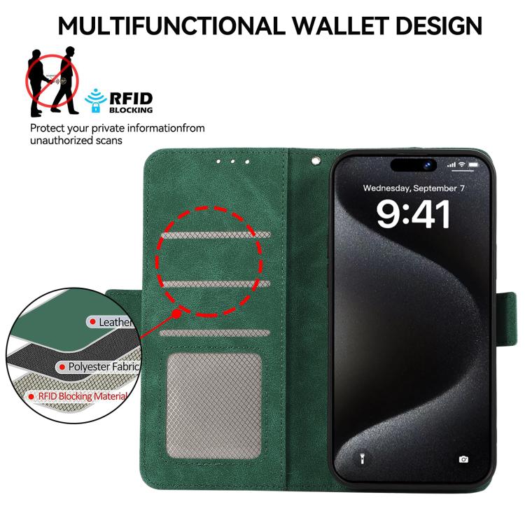 For iPhone 17 Pro Max ABEEL Frosted Magnetic RFID Leather Phone Case(Green) - iPhone 17 Pro Max Cases by buy2fix | Online Shopping UK | buy2fix