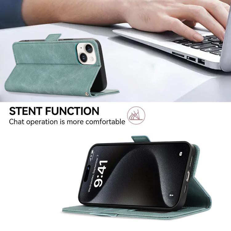 For iPhone 17 Pro Max ABEEL Frosted Magnetic RFID Leather Phone Case(Cyan) - iPhone 17 Pro Max Cases by buy2fix | Online Shopping UK | buy2fix