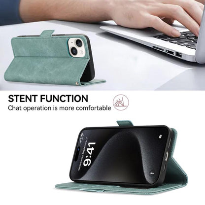 For iPhone 17 Pro Max ABEEL Frosted Magnetic RFID Leather Phone Case(Cyan) - iPhone 17 Pro Max Cases by buy2fix | Online Shopping UK | buy2fix