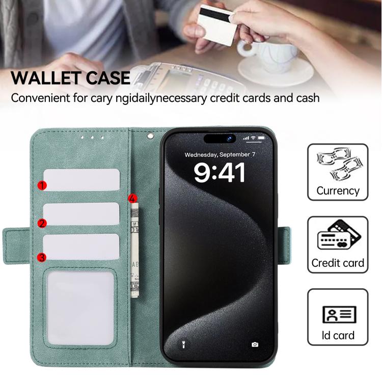 For iPhone 17 Pro Max ABEEL Frosted Magnetic RFID Leather Phone Case(Cyan) - iPhone 17 Pro Max Cases by buy2fix | Online Shopping UK | buy2fix
