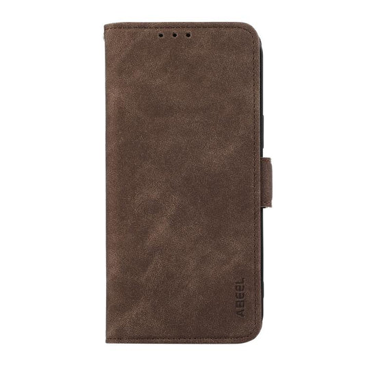 For iPhone 17 Pro Max ABEEL Frosted Magnetic RFID Leather Phone Case(Brown) - iPhone 17 Pro Max Cases by buy2fix | Online Shopping UK | buy2fix