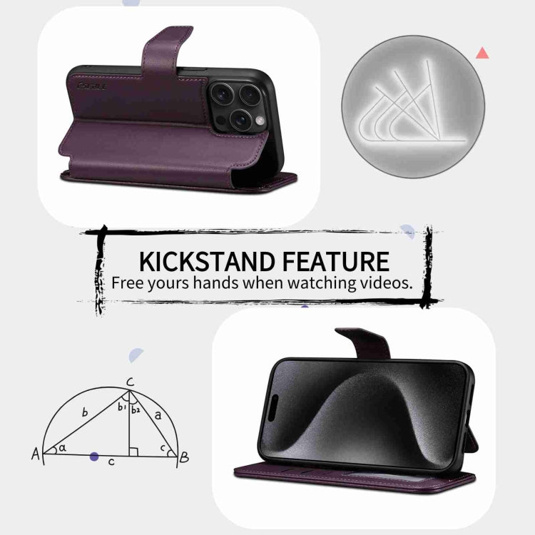 For iPhone 14 Pro Max ESEBLE E1 Nappa Texture MagSafe Holder Leather Phone Case(Dark Purple) - iPhone 14 Pro Max Cases by ESEBLE | Online Shopping UK | buy2fix