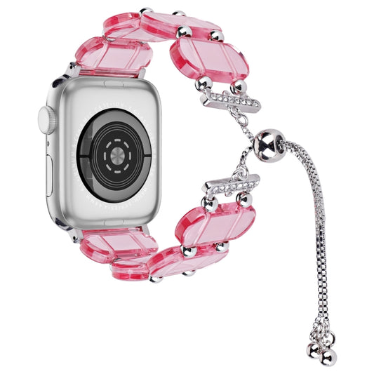 For Apple Watch SE 2023 44mm Resin Retractable Chain Watch Band(Pink) by buy2fix